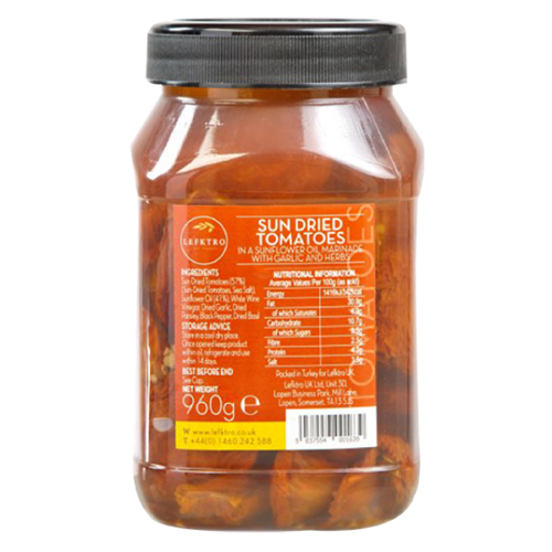 Sun Dried Tomatoes in Oil 960g PET Jar GRFineFoods