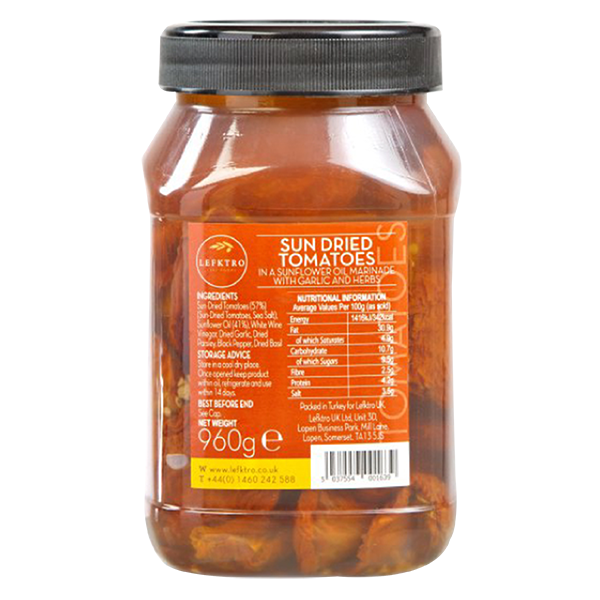 Sun Dried Tomatoes in Oil 960g PET Jar GRFineFoods